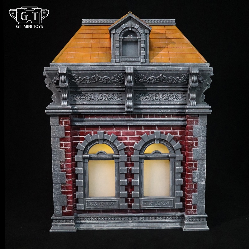GT Mini Toys 擺拍建築系類 灰紅牆體 橙色屋頂 Mini001B2 地台 場景 - view 3