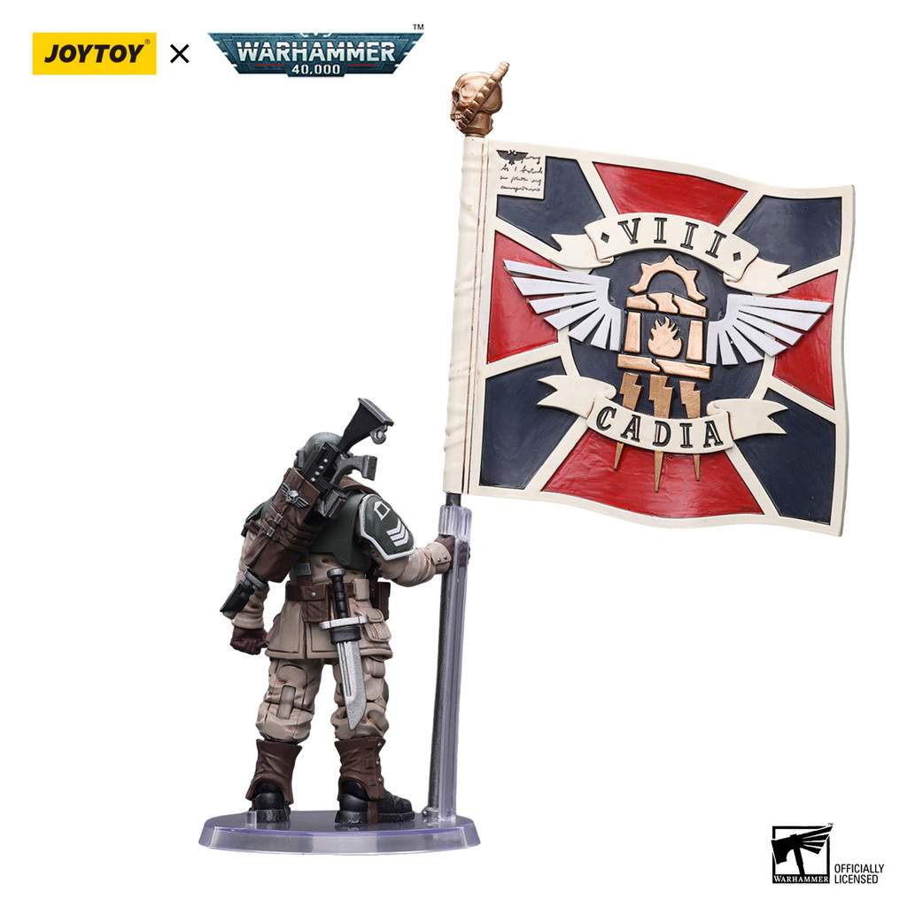 Astra Militarum Cadian Command Squad Veteran with Regimental Standard - view 3