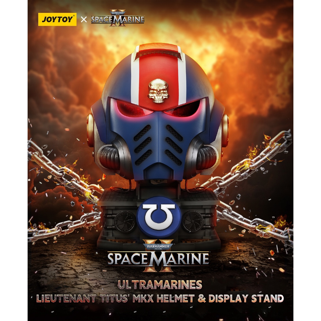 Ultramarines Lieutenant Titus' MKX Helmet & Display Stand - view 2