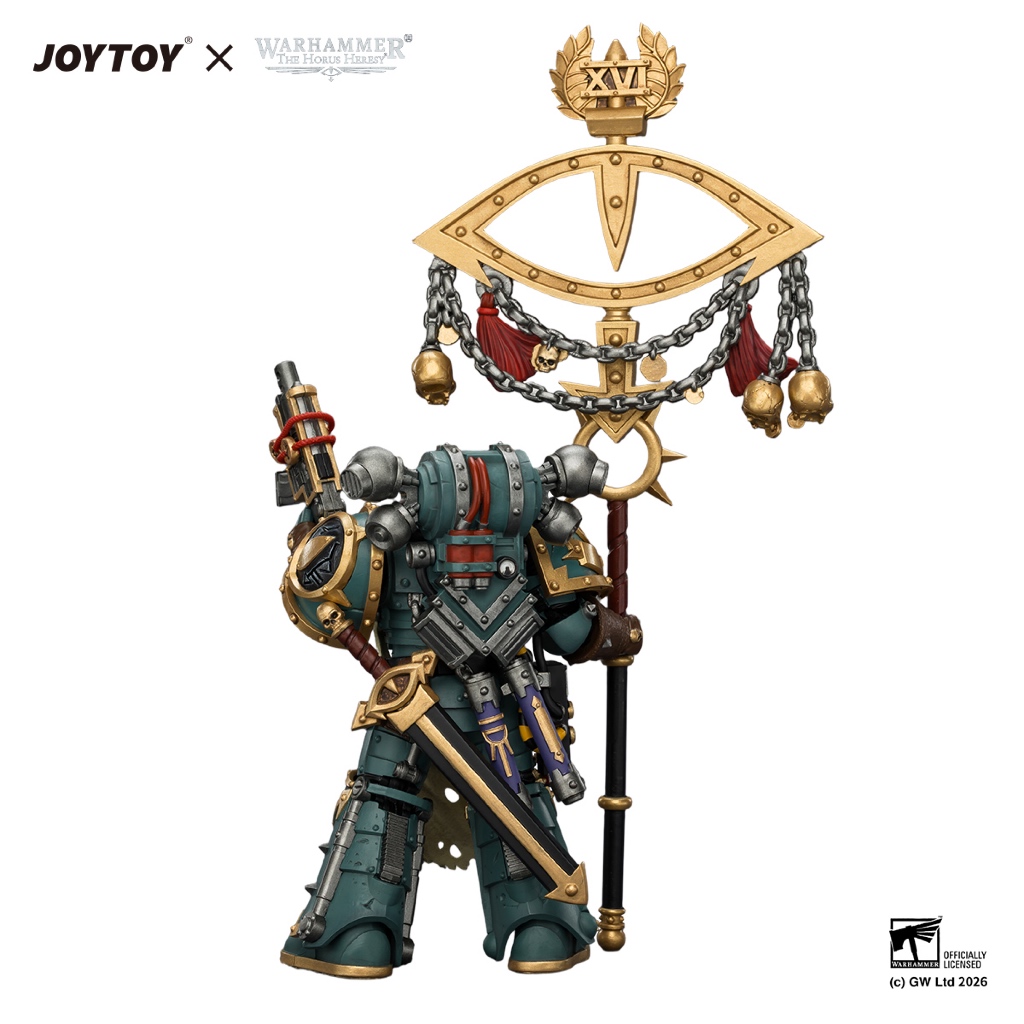 Sons of Horus Maloghurst the Twisted, the Warmaster's Equerry with Legion Standard and Banestrike Bolter - view 3
