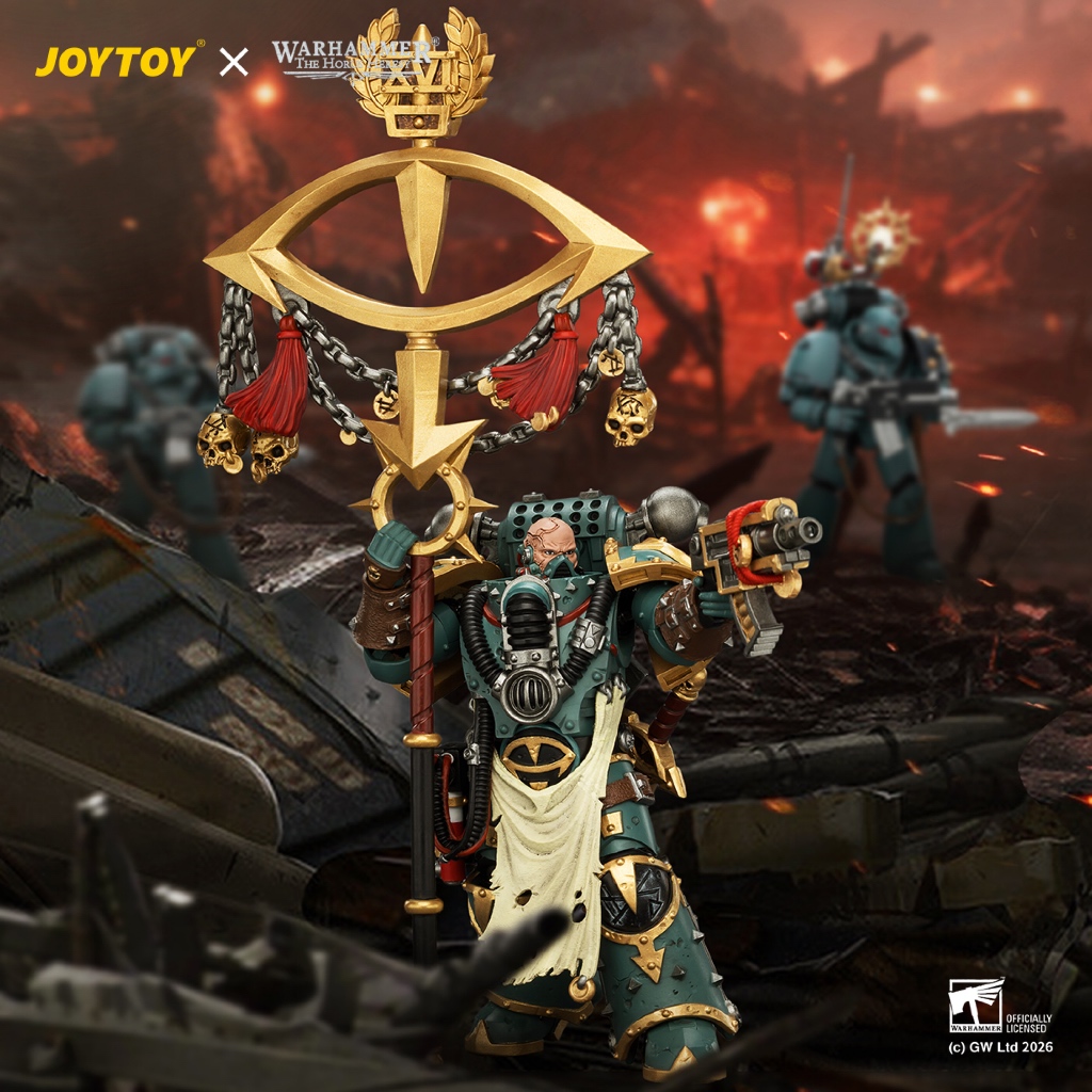 Sons of Horus Maloghurst the Twisted, the Warmaster's Equerry with Legion Standard and Banestrike Bolter - main product image
